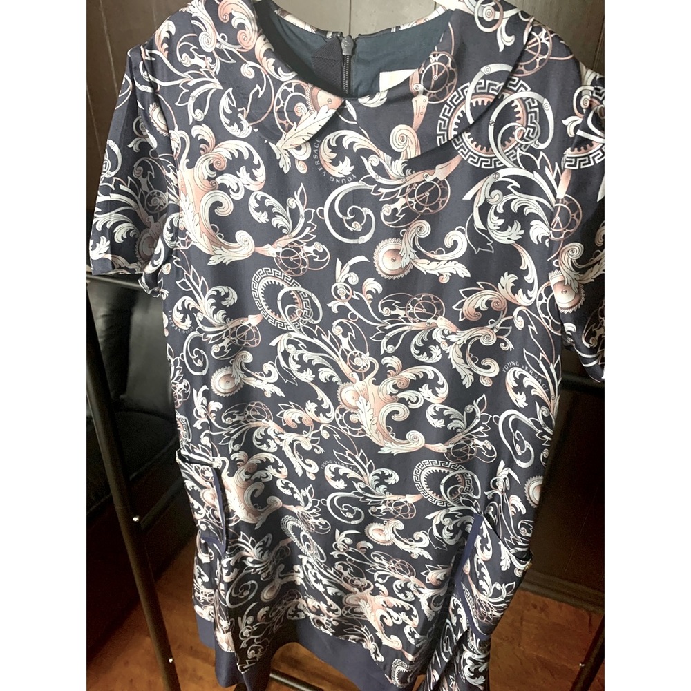 100% SILK‼️ Girls VERSACE Dress in Navy Print, Size 12